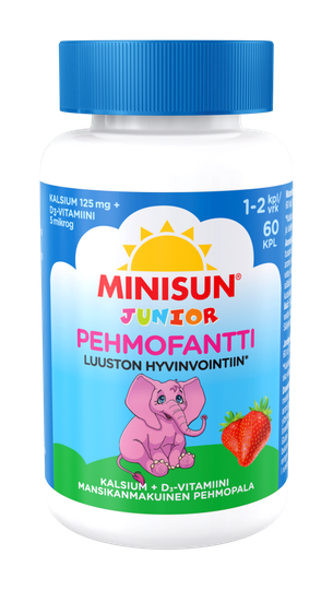 Minisun Pehmofantti Luusto Junior Kalsium+D-vitamiini 60 kpl pehmeä pureskelta