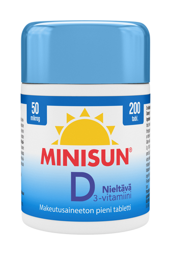 Minisun D-vitamiini Nieltävä 50 mikrog 200 tablettia