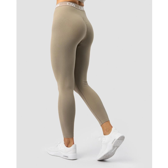 Icaniwill Define Seamless Logo Scrunch Tights Taupe M