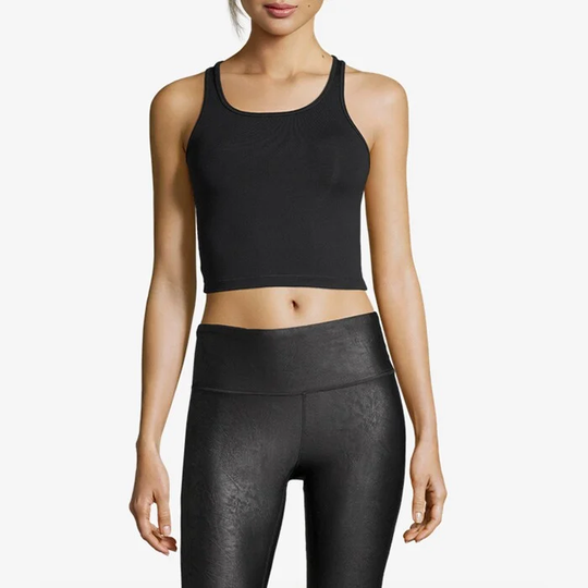 Crop Rib Racerback, Black