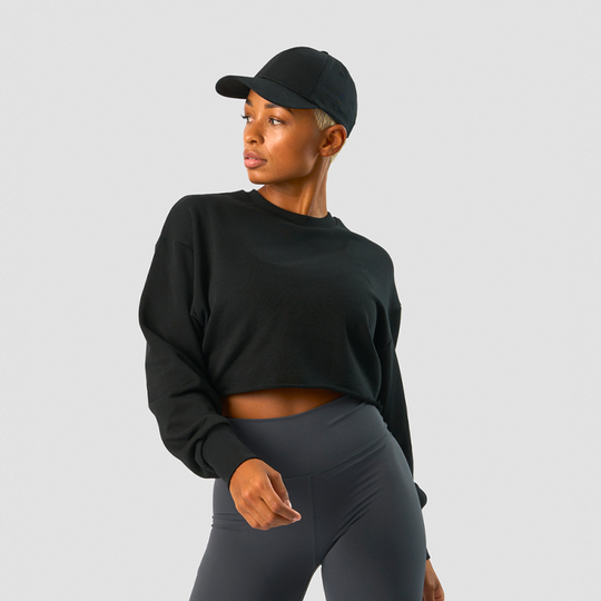 Nimble Cropped Crewneck, Black