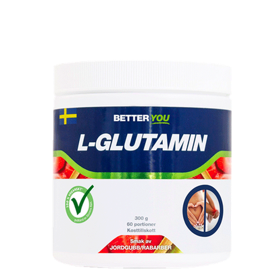 Luonnollinen L-glutamiini 300 g Mansikkaraparperi