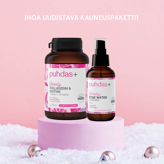 Puhdas+ Kollageeni & Biotiini 120 kaps & Rose Water 100 ml