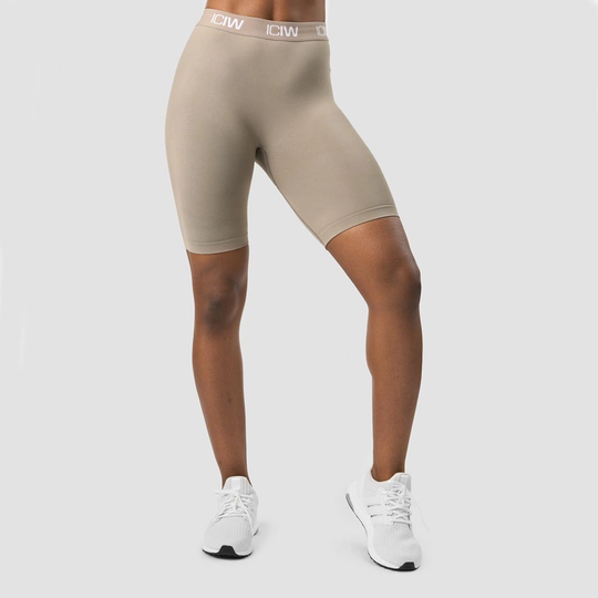 Icaniwill Define Seamless Logo Biker Shorts Taupe M