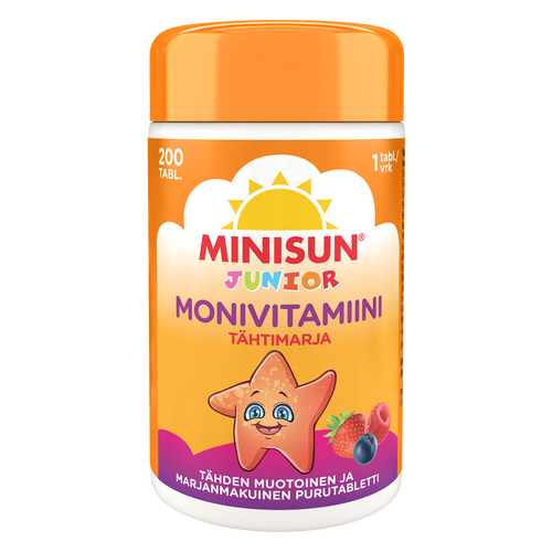 Minisun Multivitamin Junior Tähtimarja 200 tablettia