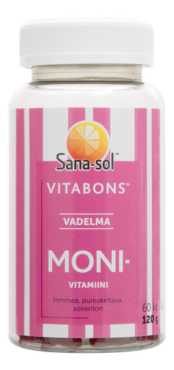 Sana-Sol Vitabons monivitamiini vadelma 60 kpl