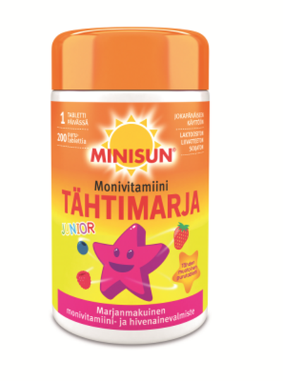 Minisun Multivitamin Junior Tähtimarja 200 purutabl
