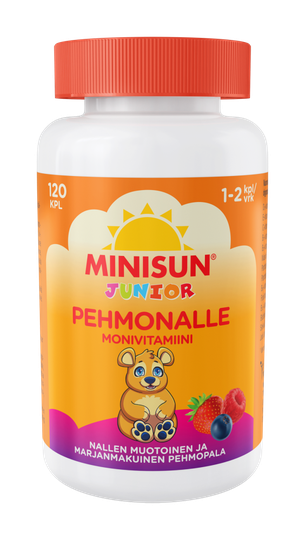 Minisun Monivitamiini Pehmonalle Marjaisa Junior 120 kplpehmeä pureskeltava monivitamii