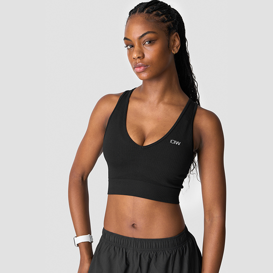 Ribattu Seamless Cropped Treenitoppi Musta