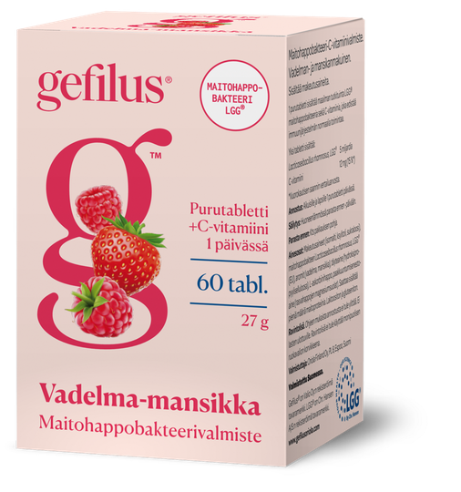 Gefilus Vadelma-mansikka purutabletti 60 kpl