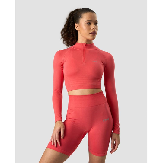 Icaniwill Define Cropped 1/4 Zip Coral Xs