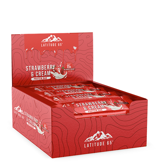 12 x Latitude 65 Protein Bar 45 g Strawberry Yoghurt