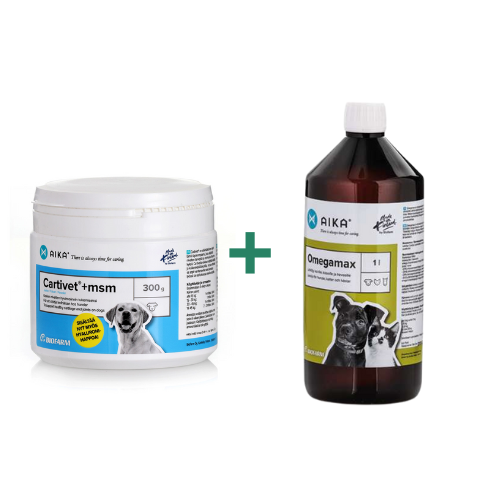 AIKA Cartivet + MSM 300 g ja AIKA Omegamax 1 l säästöpakkaus