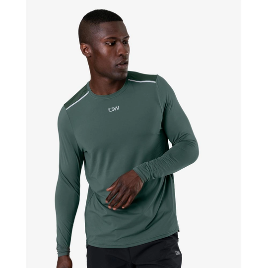 Icaniwill Mens Lightweight Training Ls Dk Green
