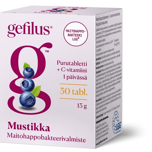 Gefilus Mustikka + C-vitamiini 30 purutablettia