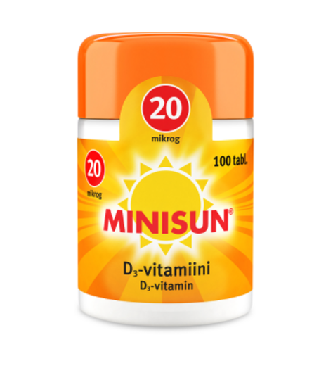 Minisun D-Vitamiini 20 mikrog 100 purutabl