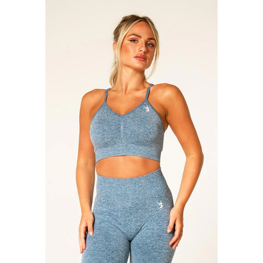 V3 Apparel Define Seamless Scrunch Sports Bra Blue Marl Xs