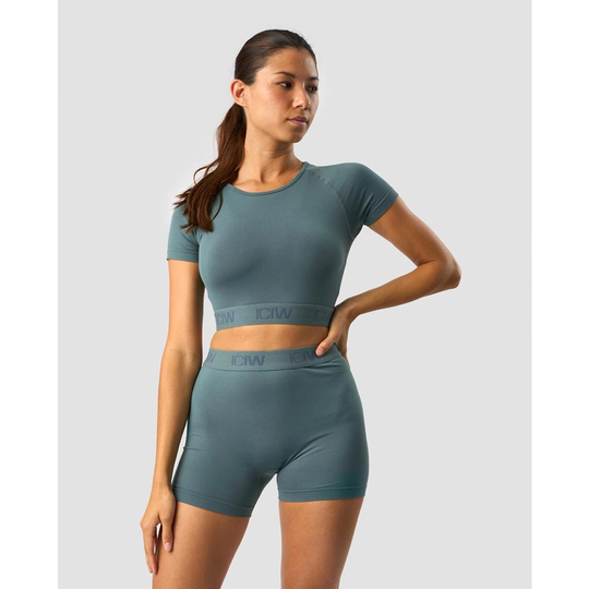 Icaniwill Define Seamless Logo T-shirt Crop Top Jungle Green Xs