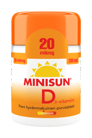 Minisun D-Vitamiini 20 mikrog 200 tabl