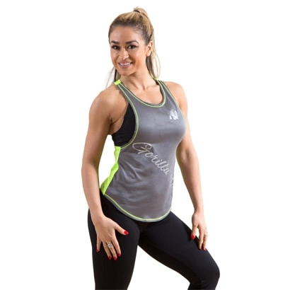 Gorilla Wear Florida Stringer Tank Top Grey Lime Xs