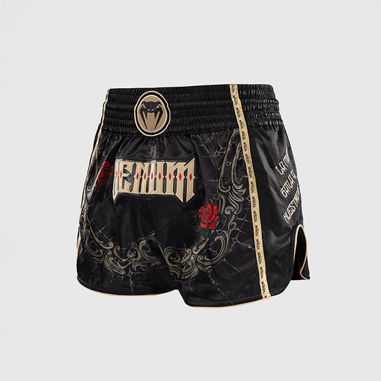 Santa Muerte 5.0 Muay Thai Shorts Musta Kulta