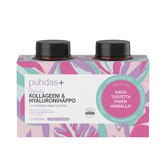Puhdas+ kollageeni & hyaluronihappo +C tuplapakkaus