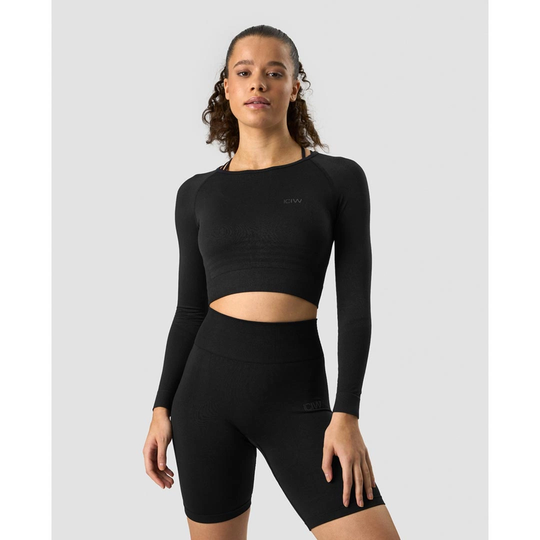 Icaniwill Define Seamless Ls Crop Top Black S