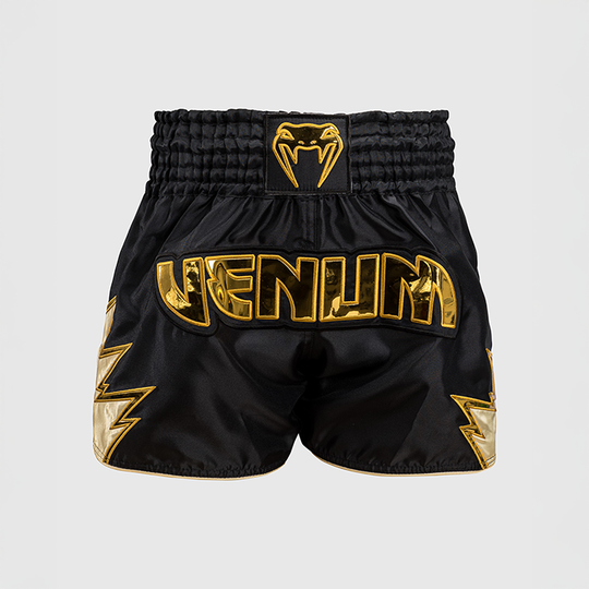 Inferno Muay Thai Shorts Musta Kulta