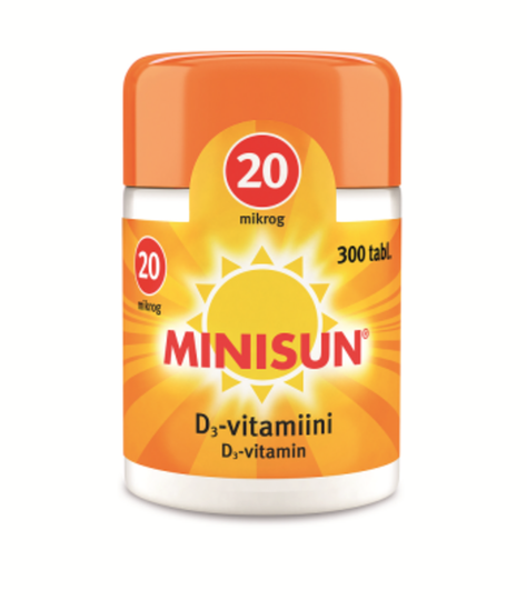 Minisun D-Vitamiini 20 mikrog 300 purutabl
