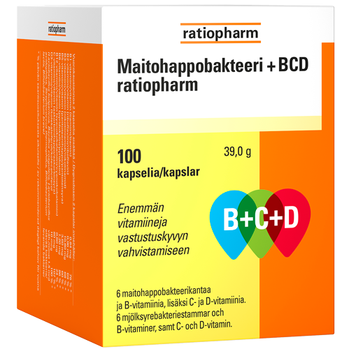 Maitohappobakteeri B+C+D Ratiopharm 100 kaps