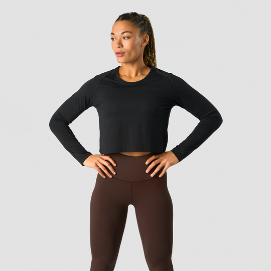 Stride Cropped Long Sleeve, Black