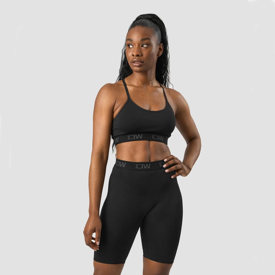 Icaniwill Define Seamless Logo Strappy Sports Bra Black L