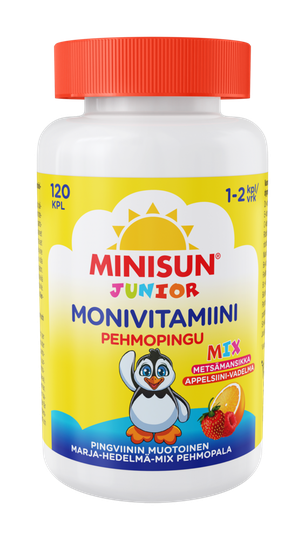 Minisun Monivitamiini Pehmopingu Marja-Hedelmä-Mix 120 kpl