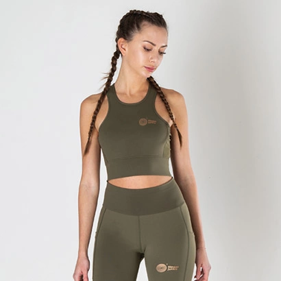 Fitnessjunkie Signature Crop Top Khaki Xs