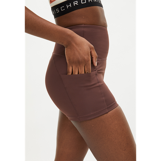 Flattering Curved Hotpants, Deep Mahogany