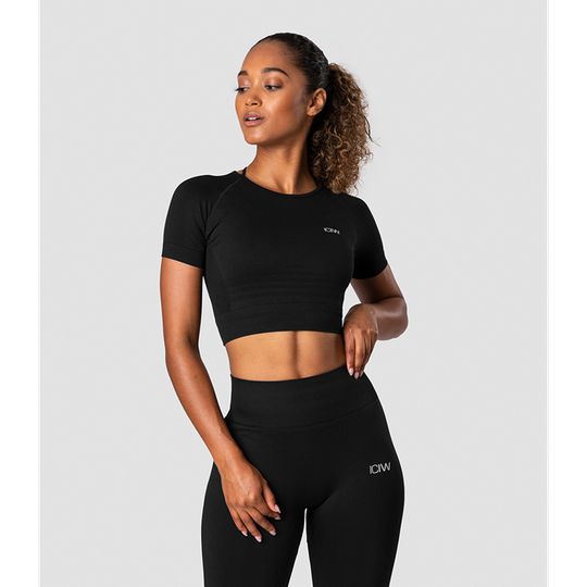 Define Seamless Cropped T-shirt Wmn, Black