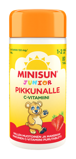 Minisun Junior C-vitamiini mansikka 80 tabl