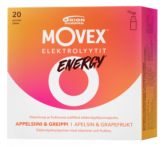 Movex Elektrolyyttijuomajauhe Energy 20 annospussia
