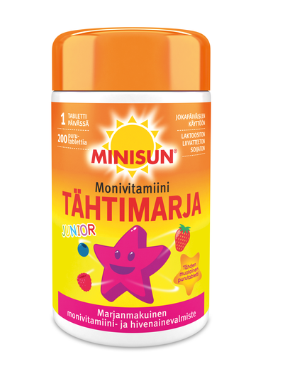 Minisun Multivitamin Junior Tähtimarja 200 purutabl