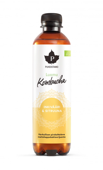 Puhdistamo Luomu Kombucha 370ml Inkivääri & Sitruuna