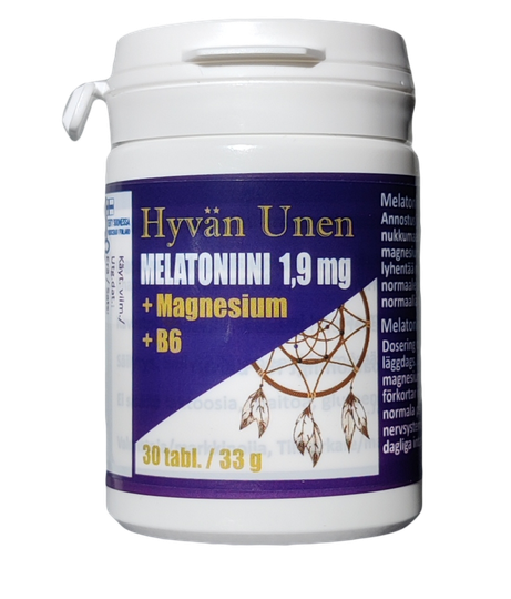 Hyvän unen Melatoniini +Magnesium +B6 30 tablettia
