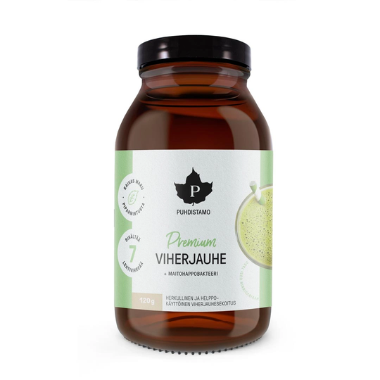 Puhdistamo Premium Viherjauhe + Maitohappobakteeri 120 G