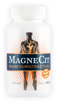 Magnecit 200 tabl magnesiumsitraatti + b6-vitamiini