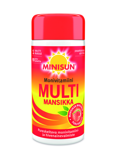 Minisun Monivitamiini Multi mansikka 90 tabl