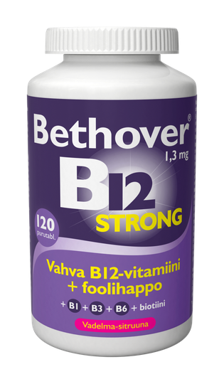 Bethover Strong B12-vitamiini Vadelma-sitruuna 120 tabl