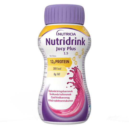 Nutridrink Jucy Plus viileä vadelma 4x200 ml