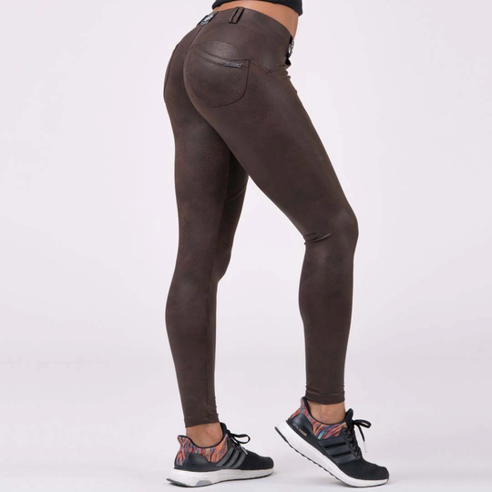 Nebbia Bubble Butt Leather Imitation Pants Brown L