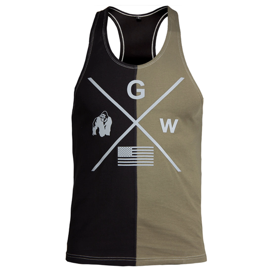 Gorilla Wear Sterling Stringer Tank Top Black & Army Green Xxl