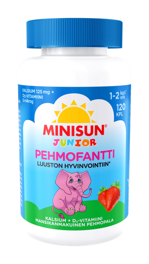 Minisun Luusto Pehmofantti Junior Kalsium+D-vitamiini 120 kpl pehmeä pureskelt