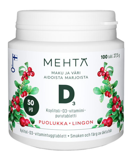 Mehtä D-vitamiini 50 mikrog Puolukka 100 tabl